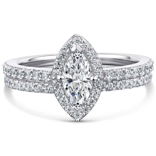 Platinum Marquise Diamond Bridal Set - Roseanne